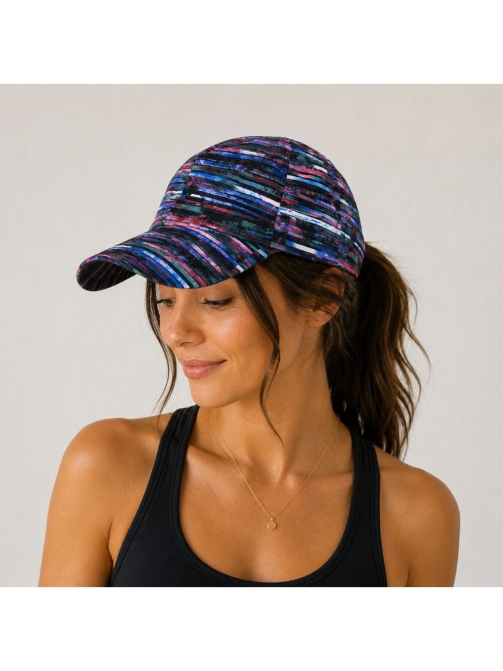 Lululemon Fast and Free Multicolor Striped Running Hat Adjustable Cap Active